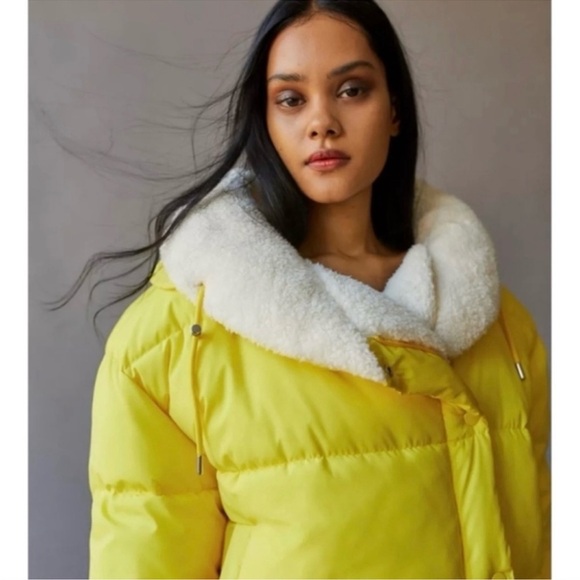 NWT BDG Urban Outfitters Marlow Puffer Jacket Yellow Shawl Collar Yellow sz S - Picture 5 of 10